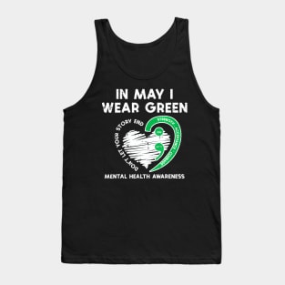 Mental Health May Wear Green Semicolon Depression Awareness Tank Top